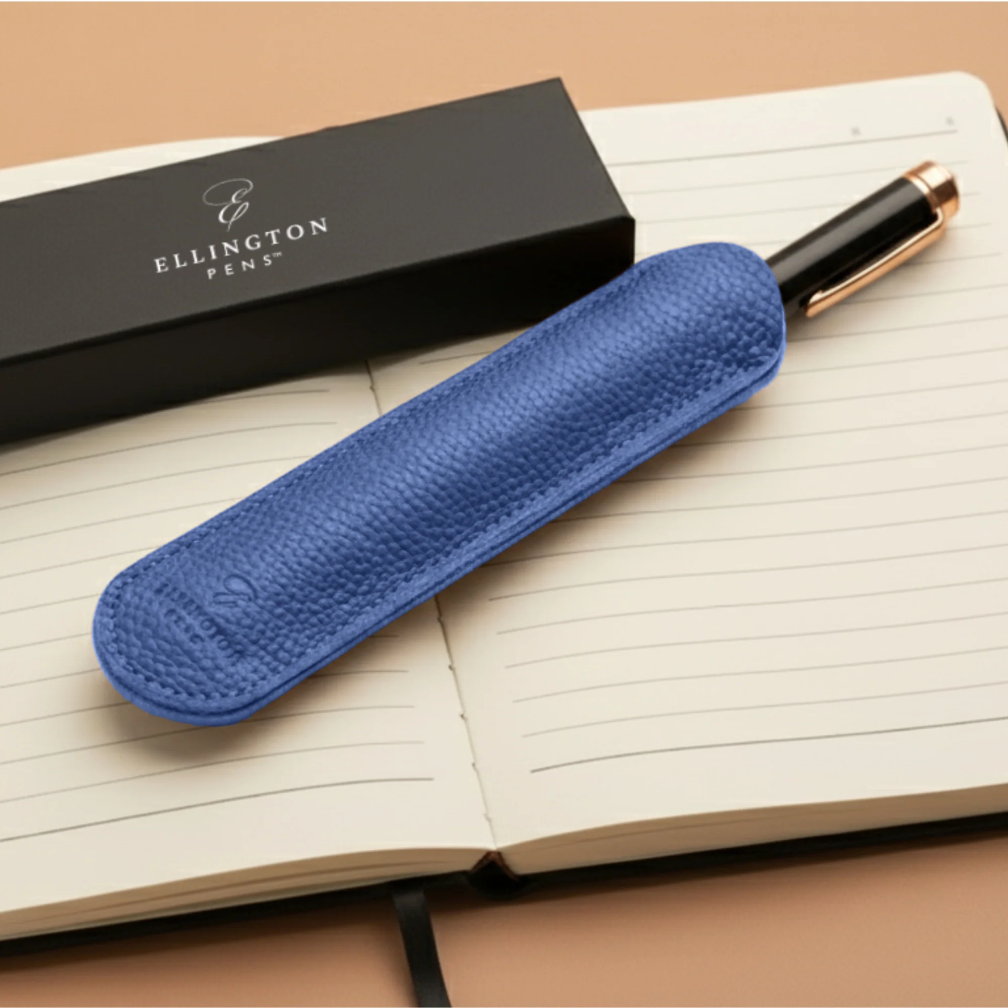 Blue Leather Pen Sleeve with Gift Box - Image 7