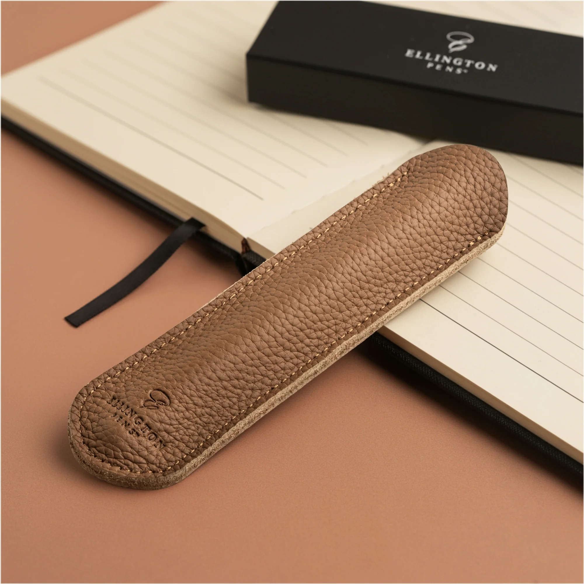 Tan Brown Leather Pen Sleeve with Gift Box - Image 6