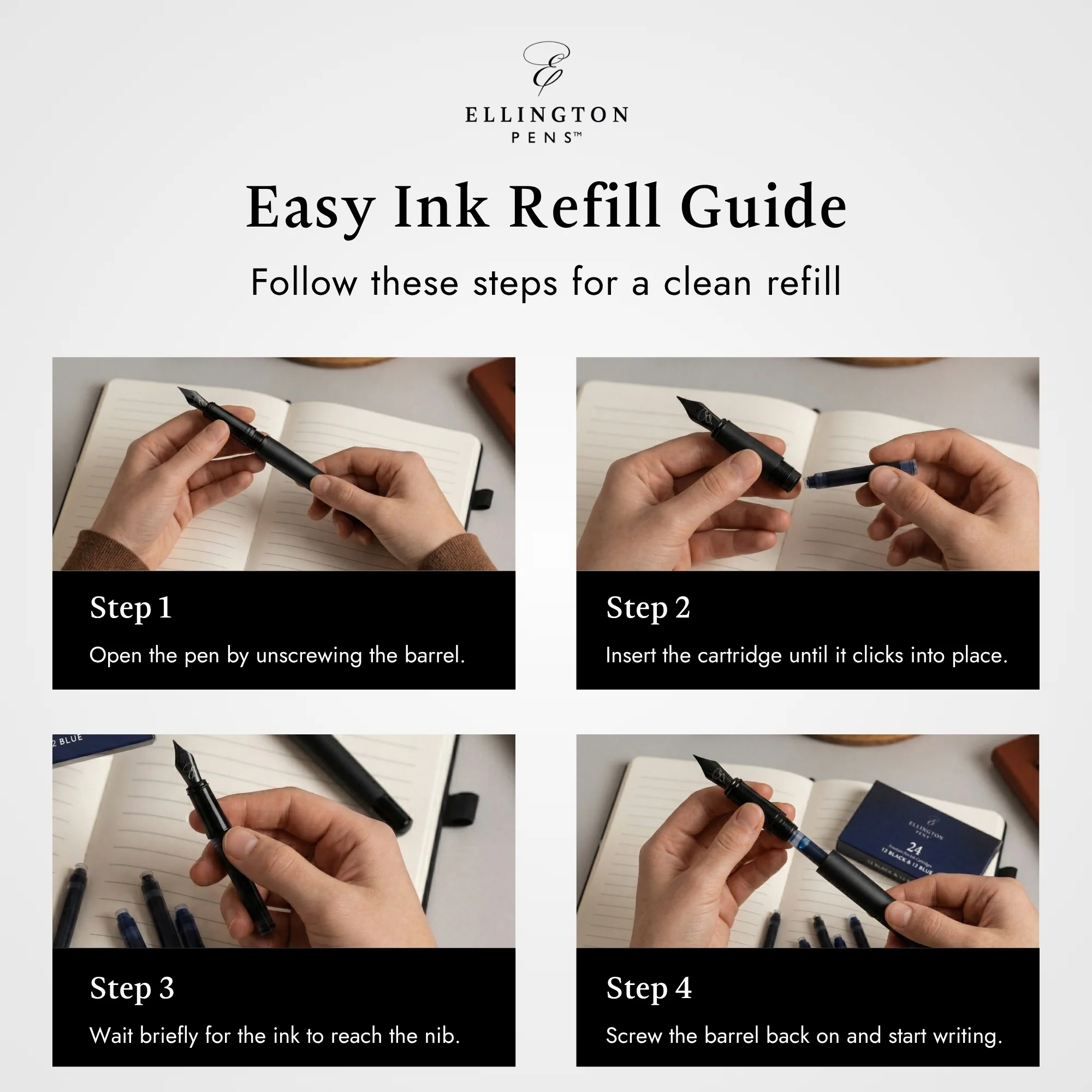 Refill Ink Cartridges - 24 Pack - Compatible with Ellington Pens - Image 9